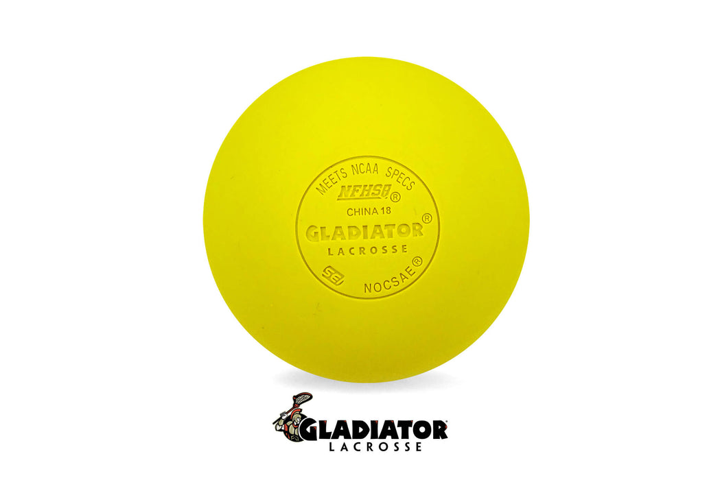 Gladiator Lacrosse BOX OF 12 OFFICIAL LACROSSE GAME BALLS – YELLOW – MEETS NOCSAE STANDARDS, SEI CERTIFIED