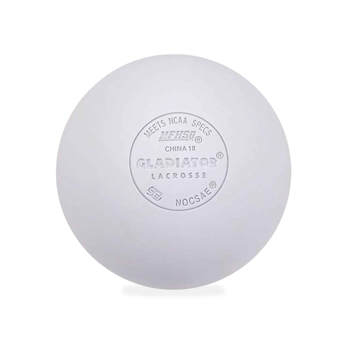GLADIATOR LACROSSE PACK OF 6 FULLY CERTIFIED, OFFICIAL LACROSSE GAME BALLS – WHITE – MEETS ALL STANDARDS
