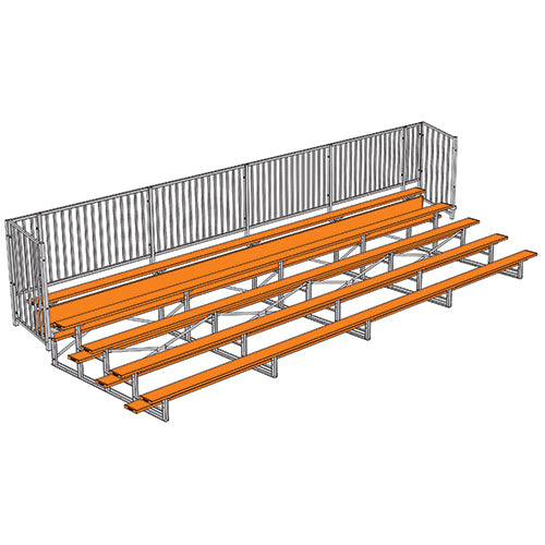 Bleacher - 27 ft. (5 Row - Single Foot Plank with Guard Rail) - Enclosed (Powder Coated)