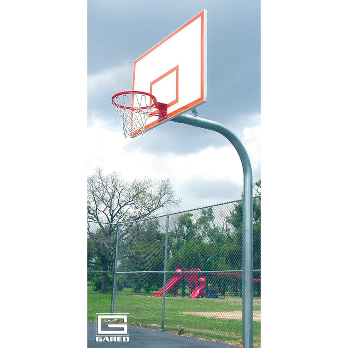 Gared Standard Duty 4-1/2" Gooseneck Basketball Package w/ Aluminum Backboard & Double Rim - PK4565