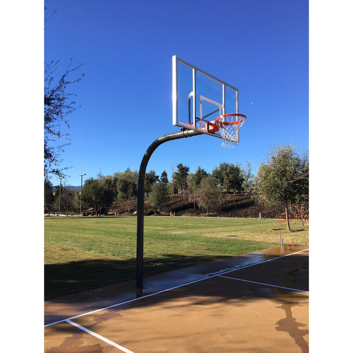 Gared Heavy Duty 5-9/16" Gooseneck Basketball Package w/ Steel Backboard & Double Rim - PK6005