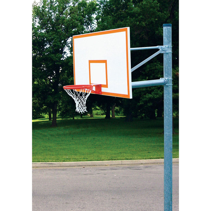 Gared Heavy Duty 5-9/16" Straight Post Basketball Package w/ Steel Backboard & Double Rim - PK6051