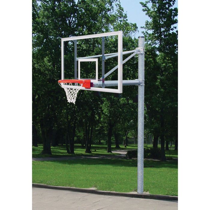 Gared Heavy Duty 6-5/8" Straight Post Basketball Package w/ Steel Backboard & Double Rim - PK6010