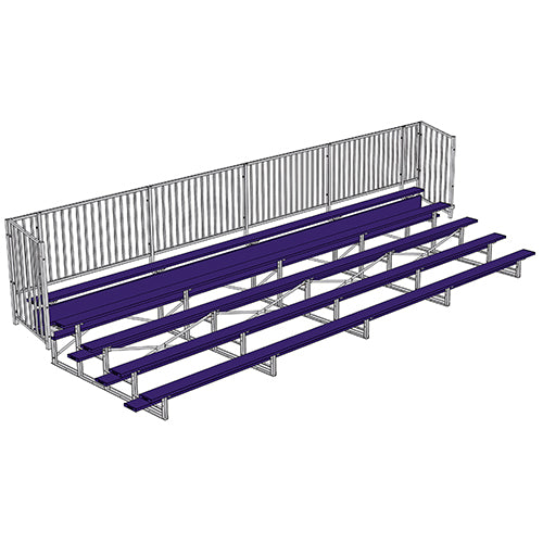 Bleacher - 27 ft. (5 Row - Single Foot Plank with Guard Rail) - Enclosed (Powder Coated)