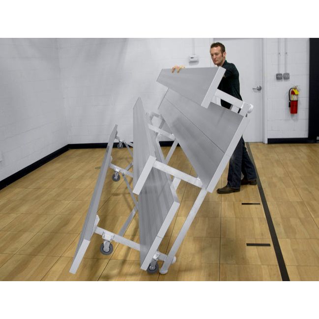 Gared Spectator Tip ‘n Roll Bleacher - 2 Row, 7'6" with Foot Plank - SKU: TRB0208DF