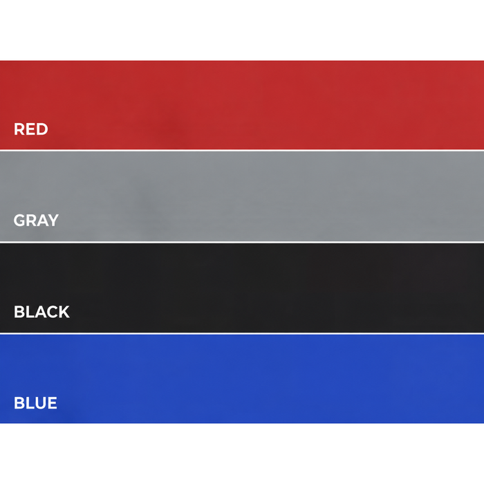 PEVO covered bench canopy colors: red, grey, black, blue