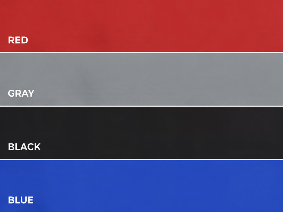 PEVO covered bench canopy colors: red, grey, black, blue