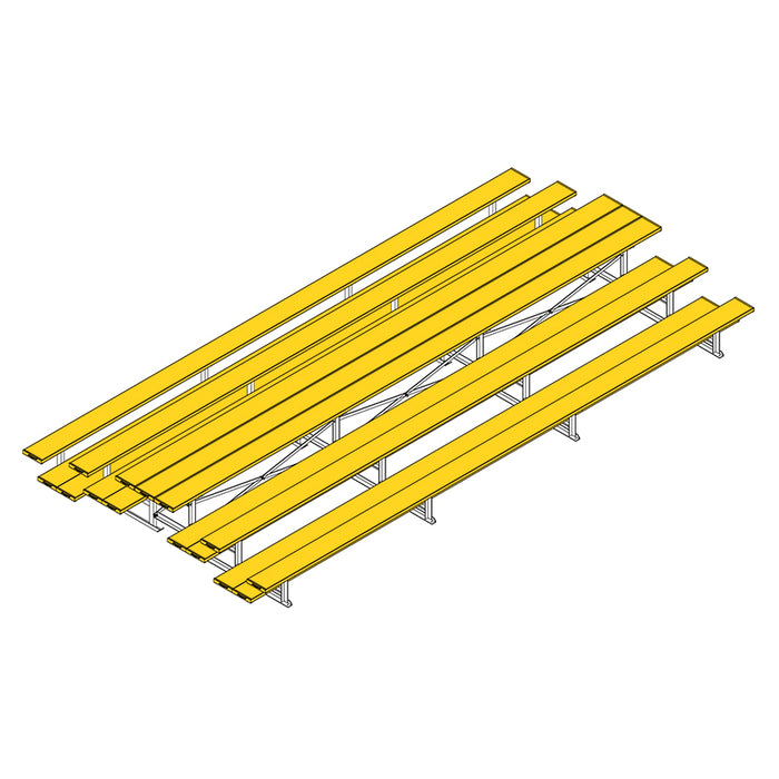 Bleacher - 21 ft. (3 Row - Double Foot Plank) - Back-To-Back - Powder Coat