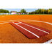 Portolite Pro Spiked Game Mat in red on a softball pitching circle