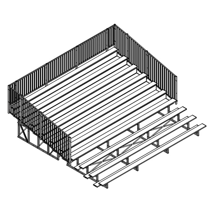 Bleacher - 21 ft. (10 Row - Single Foot Plank with Guard Rail) - Enclosed