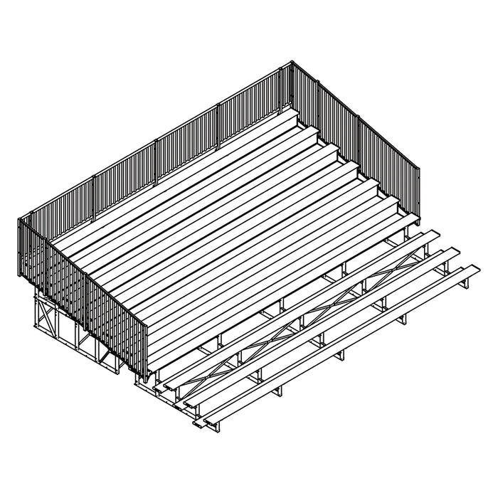 Bleacher - 27 ft. (10 Row - Single Foot Plank with Guard Rail) - Enclosed