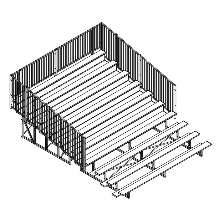 Bleacher - 15 ft. (10 Row - Single Foot Plank with Guard Rail) - Enclosed