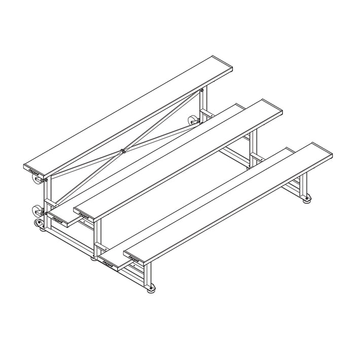 Bleacher - 7-1/2 ft. (3 Row - Single Foot Plank) - Tip & Roll