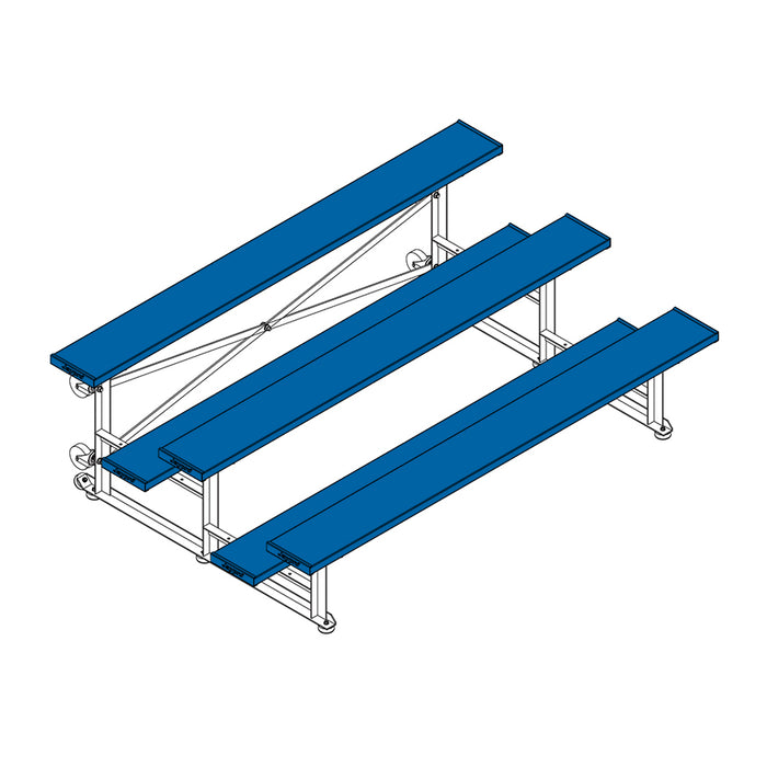 Bleacher - 7-1/2 ft. (3 Row - Single Foot Plank) - Tip & Roll (Powder Coated)