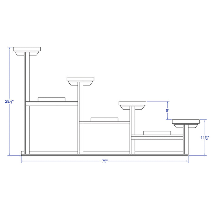 Bleacher - 21 ft. (4 Row - Single Foot Plank) - Standard, Outdoor (Powder Coated)