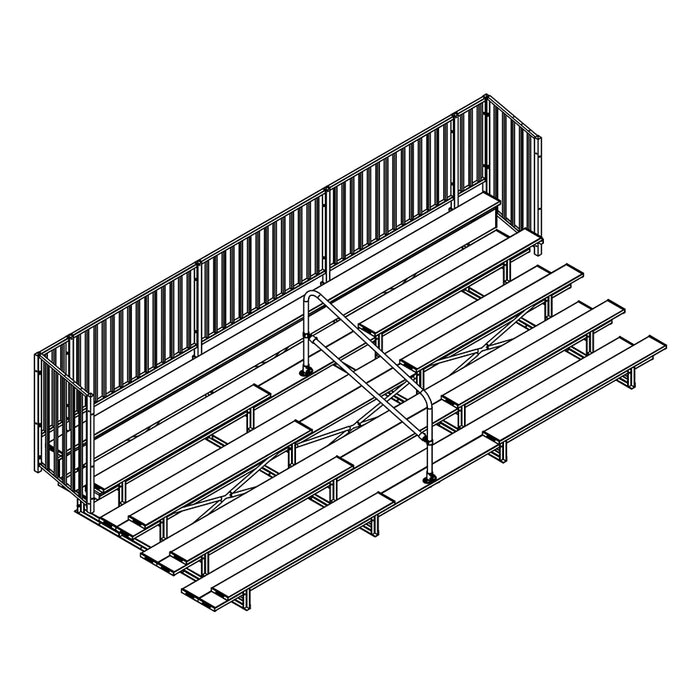 Bleacher - 21 ft. (5 Row - Double Foot Plank with Guard Rail & Aisle) - Enclosed