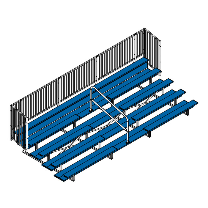 Bleacher - 21 ft. (5 Row - Double Foot Plank with Guard Rail & Aisle) - Enclosed (Powder Coated)