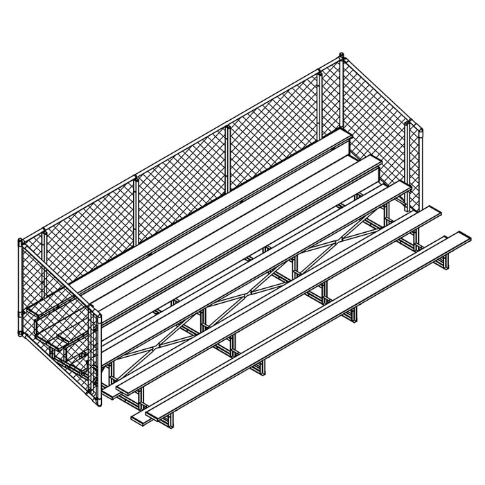 Bleacher - 21 ft. (5 Row - Single Foot Plank with Chain Link Rail) - Enclosed