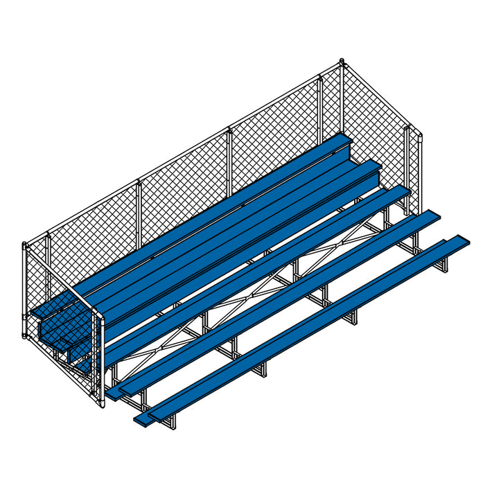 Bleacher - 21 ft. (5 Row - Single Foot Plank with Chain Link Rail) - Enclosed (Powder Coated)