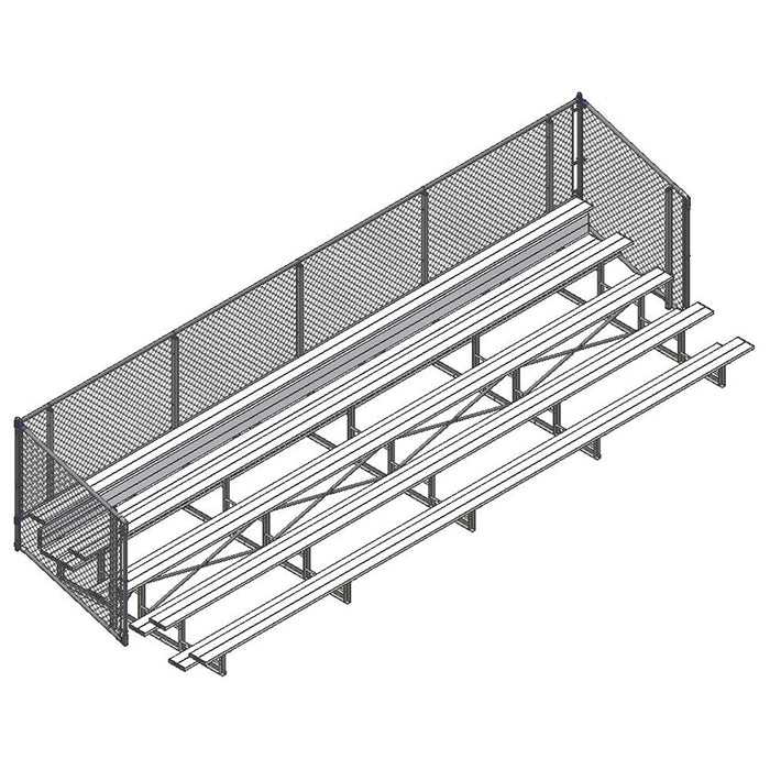 Bleacher - 27 ft. (5 Row - Single Foot Plank with Chain Link Rail) - Enclosed