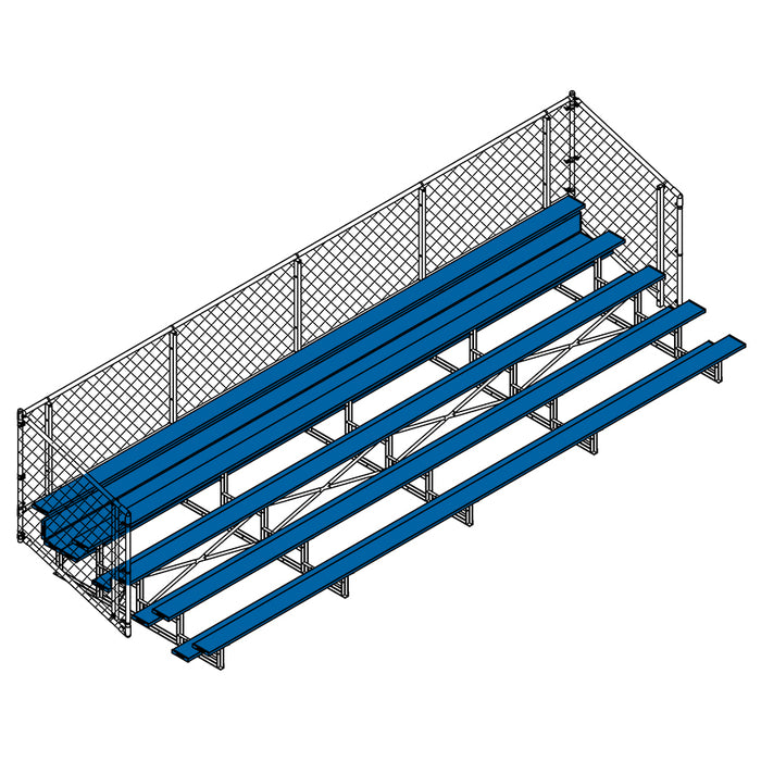 Bleacher - 27 ft. (5 Row - Single Foot Plank with Chain Link Rail) - Enclosed (Powder Coated)