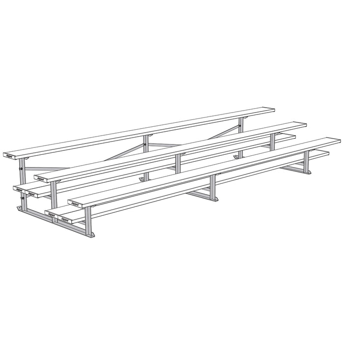 Bleacher - 15 ft. (3 Row - Double Foot Plank) - All Aluminum