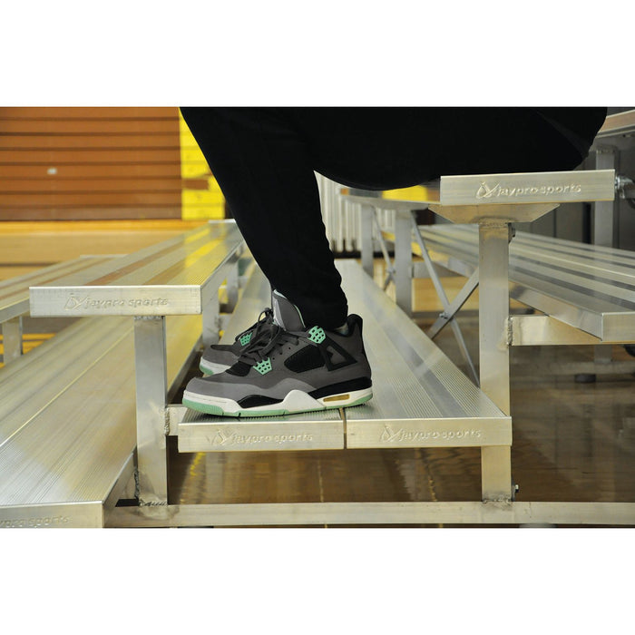 Jaypro 27 ft. Tip & Roll Aluminum Bleacher (4 Row - Double Foot Plank) – Mobile Seating – SKU: BLDP-427TRG