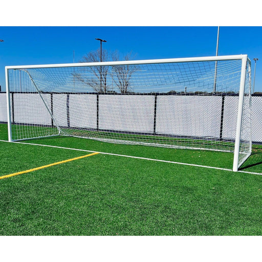 PEVO Channel Series 8x24 soccer goal on a turf field, front view