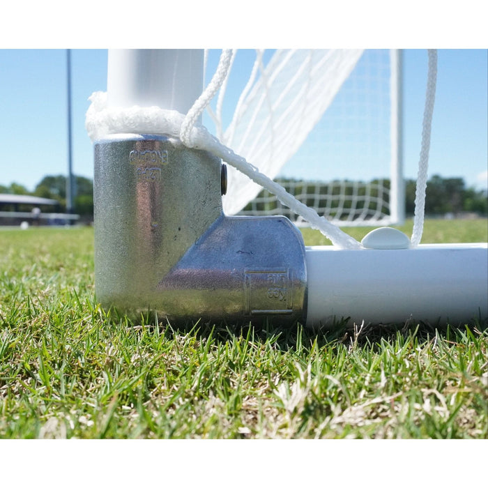 PEVO Channel Series soccer goal base corner detail