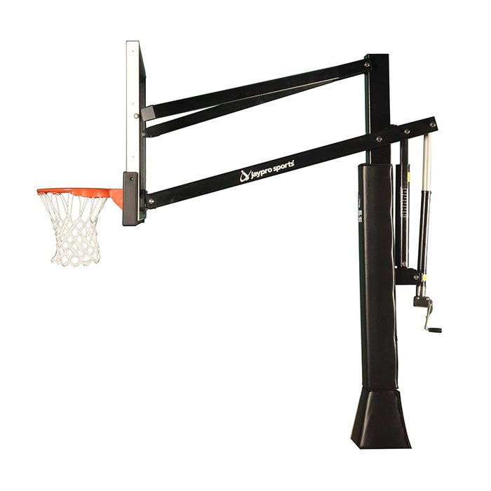 Jaypro Titan Adjustable Basketball System (6" x 8" Pole, 4' Offset) – 72" Tempered Glass Backboard – SKU: CV684A