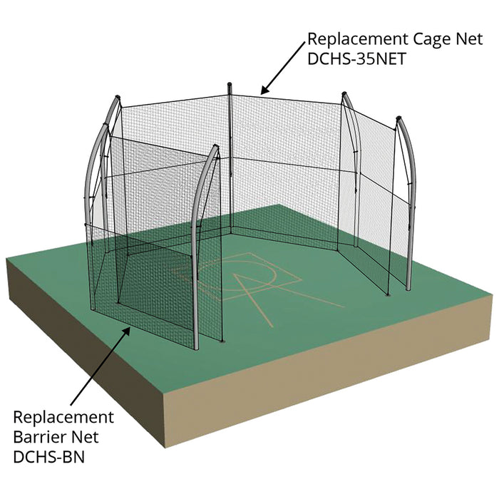 Discus Cage - Replacement Cage Net (1-7/8 in. Sq. #42 Nylon Net) (55 ft.L x 14 ft.H) (Black)