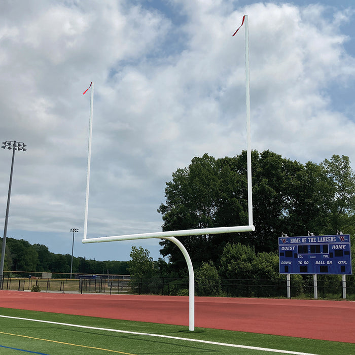 Football Goal Posts - 5-9/16 in. Pole | 6 ft. Offset | 20 ft. Uprights | 23 ft.-4 in. Wide [HS] | Semi-Perm - Steel