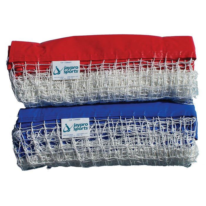 Floor Hockey Goal Replacement Nets - Deluxe 4 ft.H x (6 ft.W x 20 in.D) (Trimmed 1- Red, 1-Blue) (White)