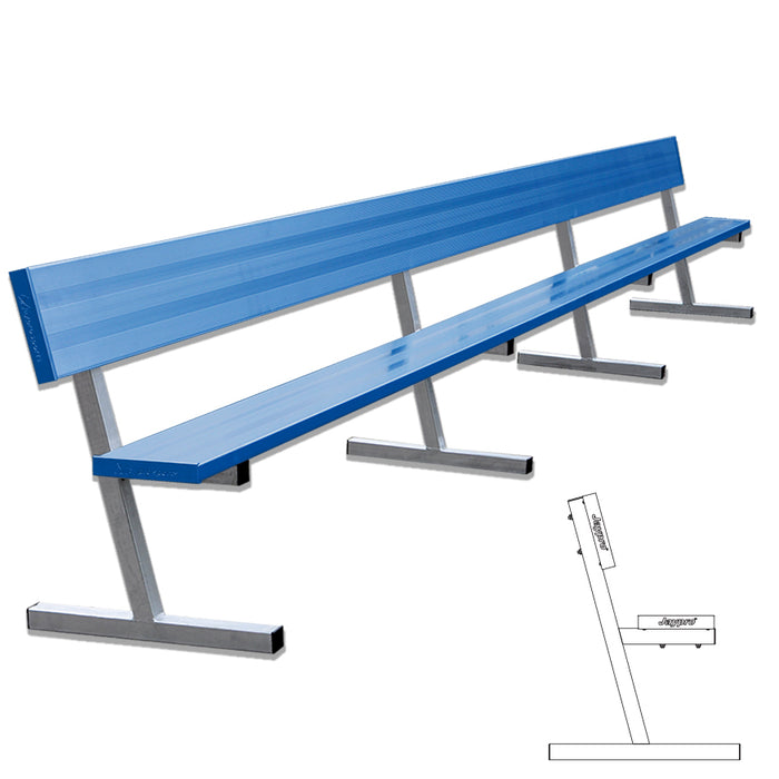 Jaypro Player Bench with Seat Back – 21 ft. – Portable – Powder Coated – SKU: PB-10-PC