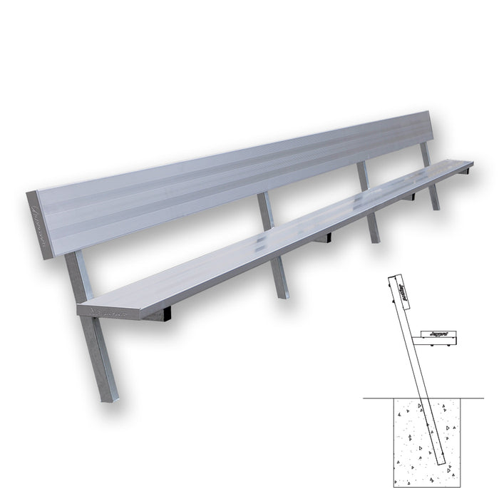 Jaypro Player Bench with Seat Back – 21 ft. – In-Ground – SKU: PB-10PI