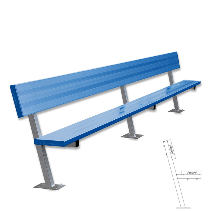 Player Bench with Seat Back - 15 ft. - Surface Mount (Powder Coated)