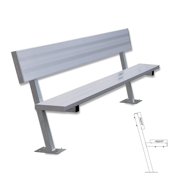 Jaypro Player Bench with Seat Back - 7.5 ft. Surface Mount – SKU: PB-80SM