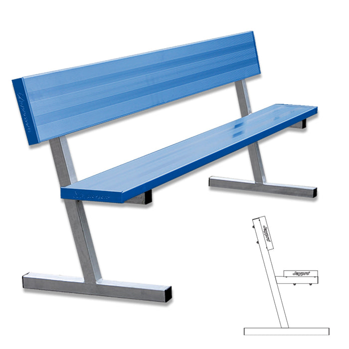 Jaypro Player Bench with Seat Back - 7.5 ft. Portable (Powder Coated)