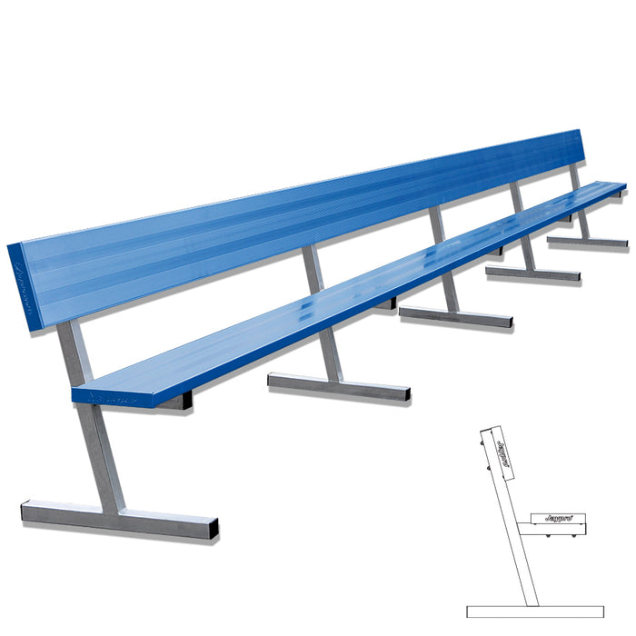 Jaypro Player Bench with Seat Back - 27 ft. Portable (Powder Coated