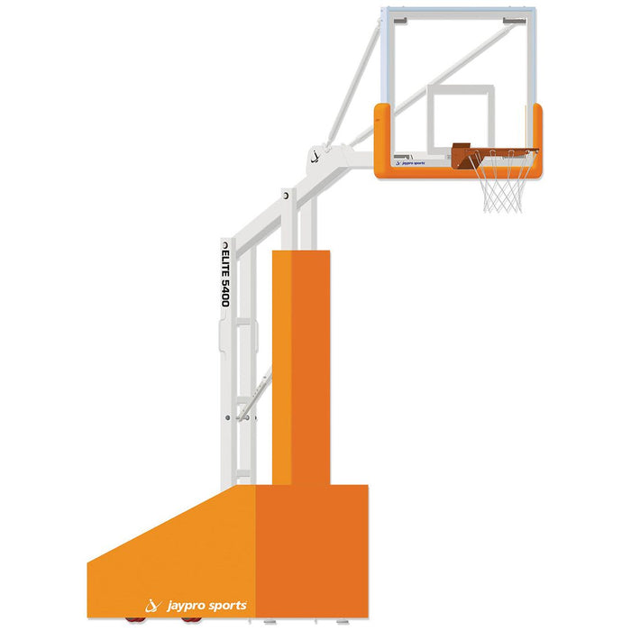 Jaypro Elite 5400 Portable Basketball System – 4 ft. 6 in. Extension, 54 in. Glass Backboard, Breakaway Goal – Indoor
