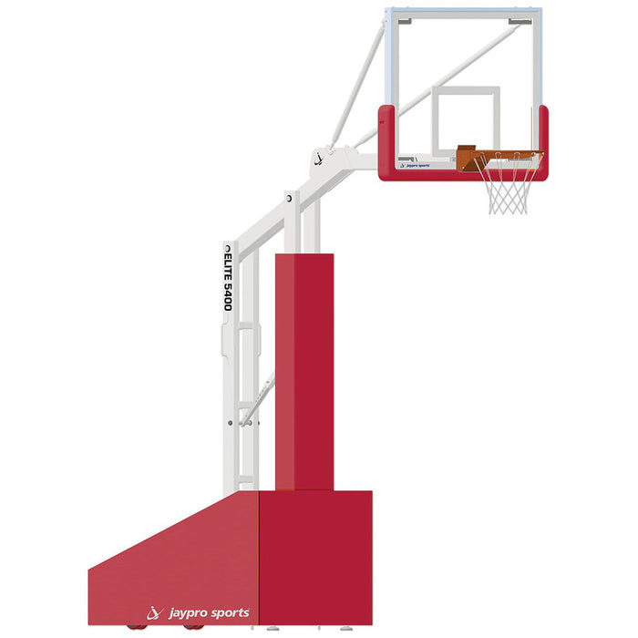 Jaypro Elite 5400 Portable Basketball System – 4 ft. 6 in. Extension, 54 in. Glass Backboard, Breakaway Goal – Indoor