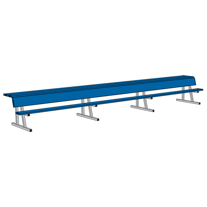 Player Bench with Seat Back and Shelf - 21 ft. - Portable (Powder Coated)