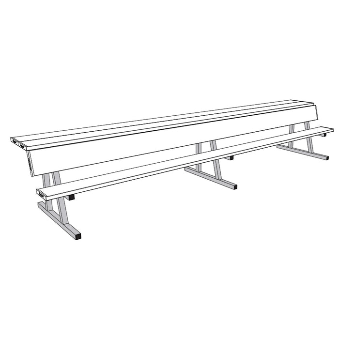 Jaypro Player Bench with Seat Back and Shelf – 15 ft. Portable, Powder Coated – SKU: PBS-20