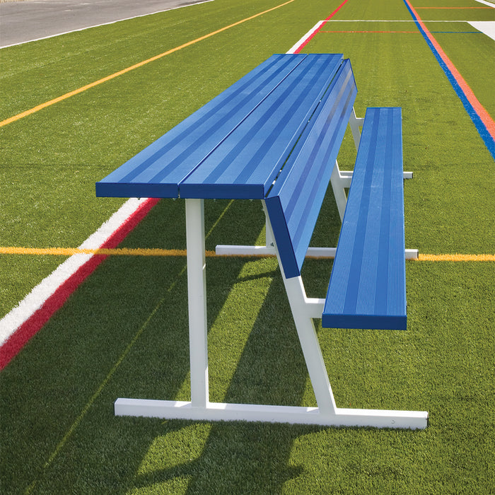 Jaypro Player Bench with Seat Back and Shelf – 15 ft. Portable, Powder Coated