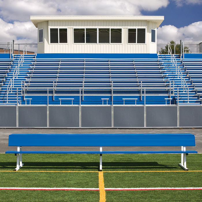 Jaypro Player Bench with Seat Back and Shelf – 15 ft. Portable, Powder Coated