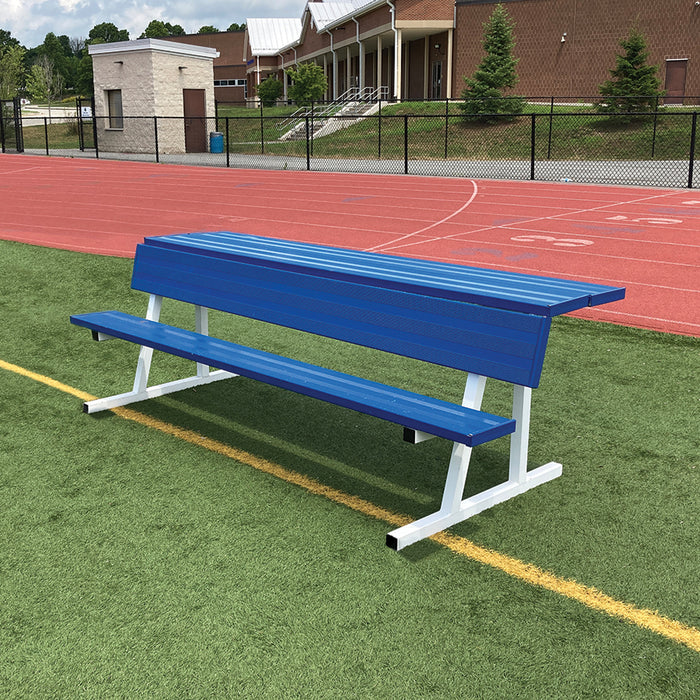 Player Bench with Seat Back and Shelf - 7-1/2 ft. - Portable (Powder Coated)