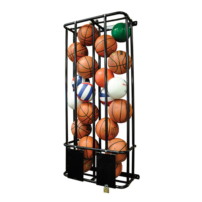 Jaypro StackMaster Wall-Mounted Ball Rack – Double – Holds 16 Basketballs – SKU: PE-240