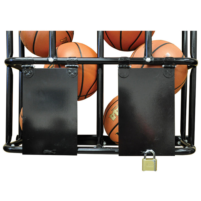 Jaypro StackMaster Wall-Mounted Ball Rack – Double – Holds 16 Basketballs – SKU: PE-240