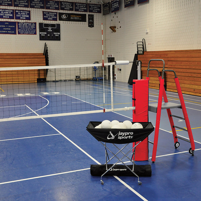 Jaypro FeatherLite Volleyball System Package – 3-1/2 in. Pole for 3 in. Floor Sleeve – Complete NFHS, NCAA, USVBA Compliant Set