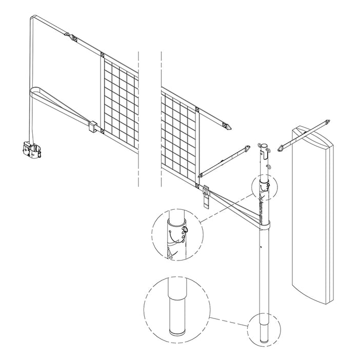 Jaypro FeatherLite Volleyball Net Center Upright System – 3 in. Floor Sleeve – SKU: PVBC-450